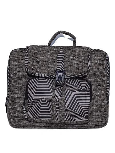 Diplomat Limbag - Soft Briefcase and Laptop Bag - Grey with a Brown and Black African Print by Aflimba