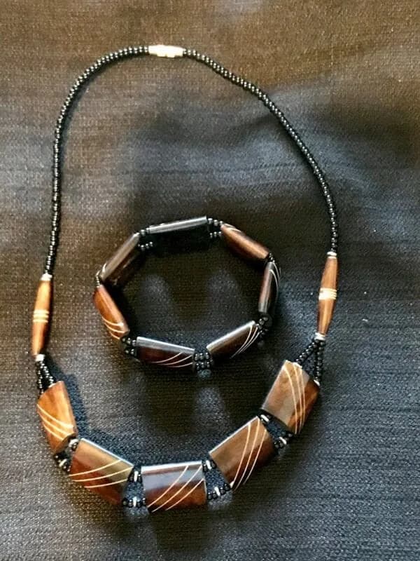 African Beaded Necklace and Bracelet Set