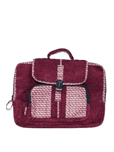 Diplomat Limbag - Soft Briefcase and Laptop Bag - Maroon with a White and Pink African Print.
