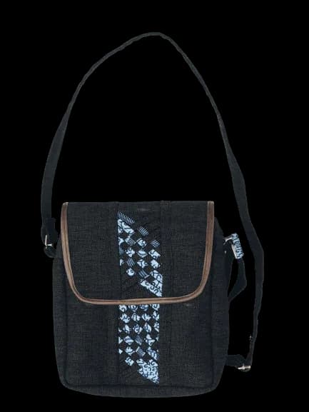 Toolkit Limbag Shoulder Bag Black with Kitenge Fabric by Aflimba
