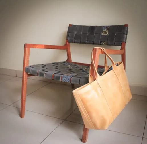 Red Eucalyptus, Donkey Grey Leather Chair by Inwood