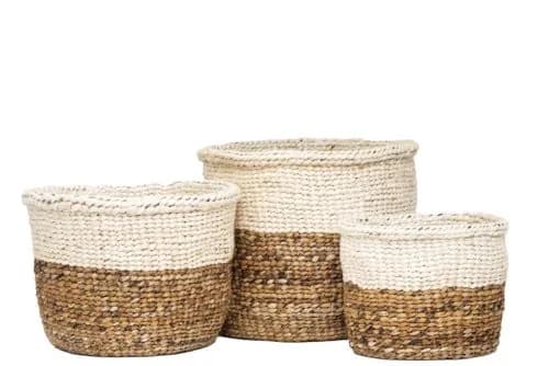 Natural Sisal and Banana Bark Storage Baskets Set