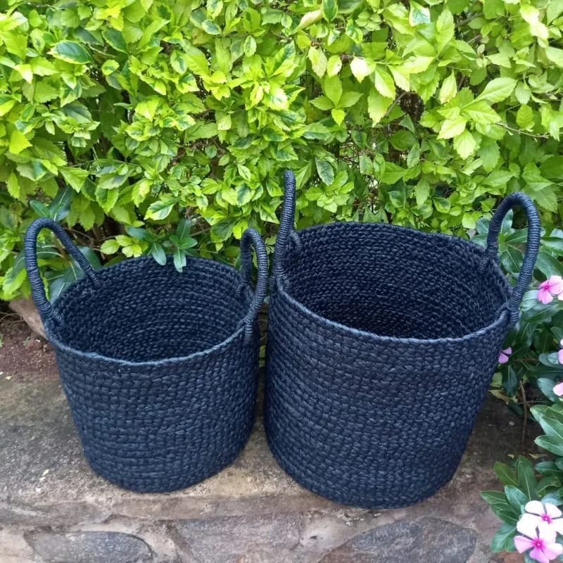 Black Woven Storage Basket Set