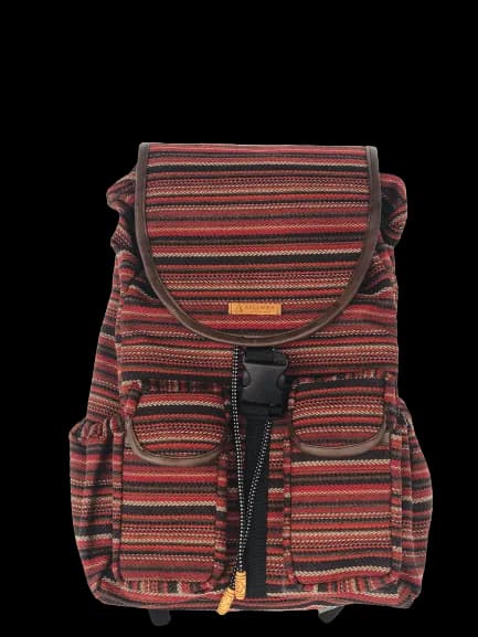Sack Limbag-Soft Backpack Chocolate with red and black Kitenge Print by Aflimba
