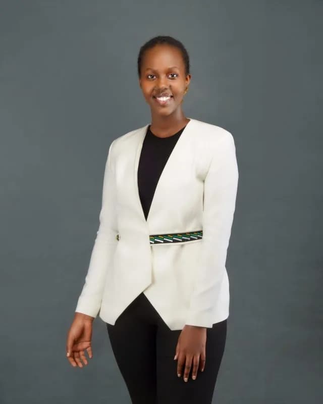 F and Y Made in Rwanda Wrap White Blazer with Umugongo Belt