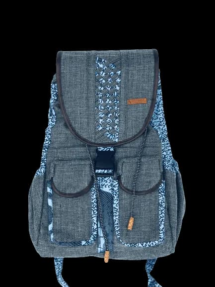 Sack Limbag - Backpack - Teal with Light Blue print by Aflimba