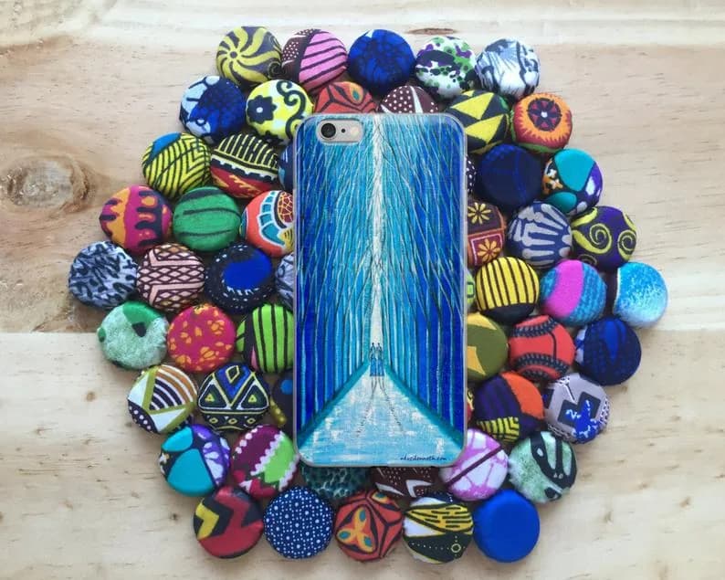 iPhone Case - Amani - African art - Original painting by Kenneth Nkusi (iridescent on canvas) - 7/7+/8/8+/X
