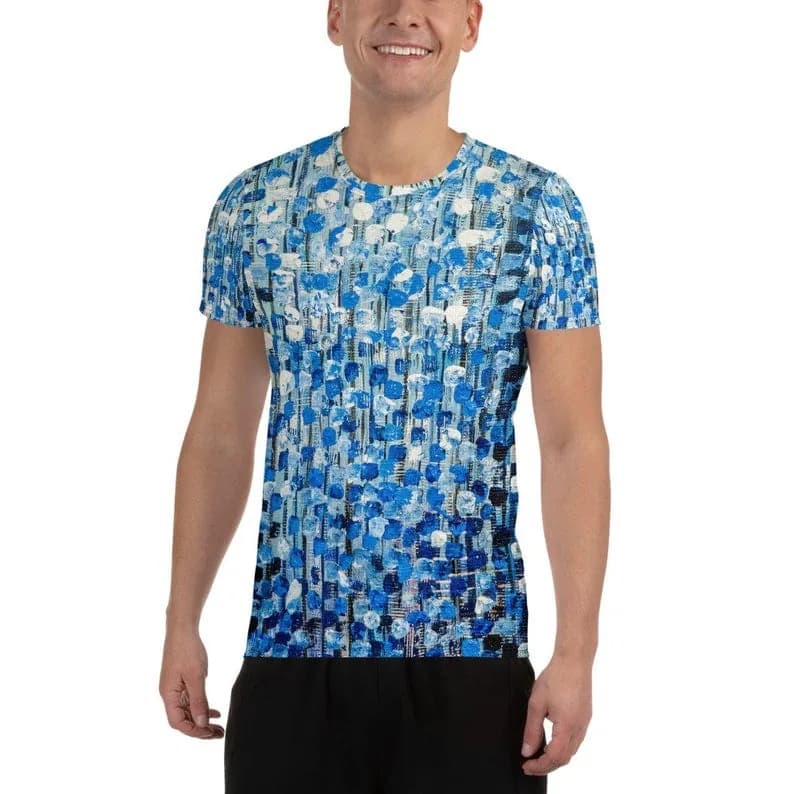 Solace All-Over Print Men's Athletic T-shirt - Original painting painting print by Nkusi Kenneth - African artwork