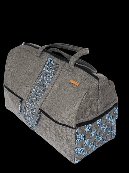 Patrone Limbag – Travel and Accessories Bag - Grey with Blue and Black print by Aflimba
