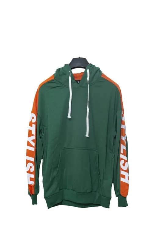 Men Color-Block Letter Drawstring Pocket Hoodie