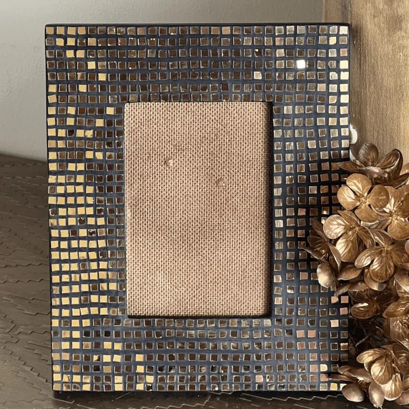 Mosaic handmade black and gold picture frame