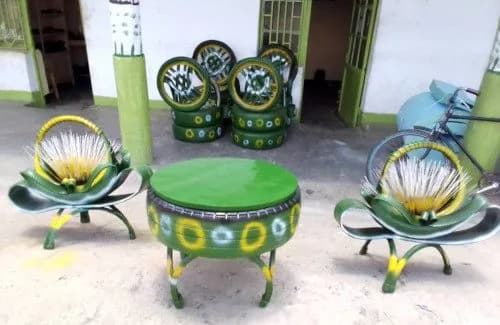 Green and yellow coffee table