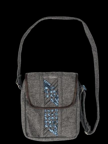 Toolkit Limbag Shoulder Bag Gray with Kitenge Fabric by Aflimba