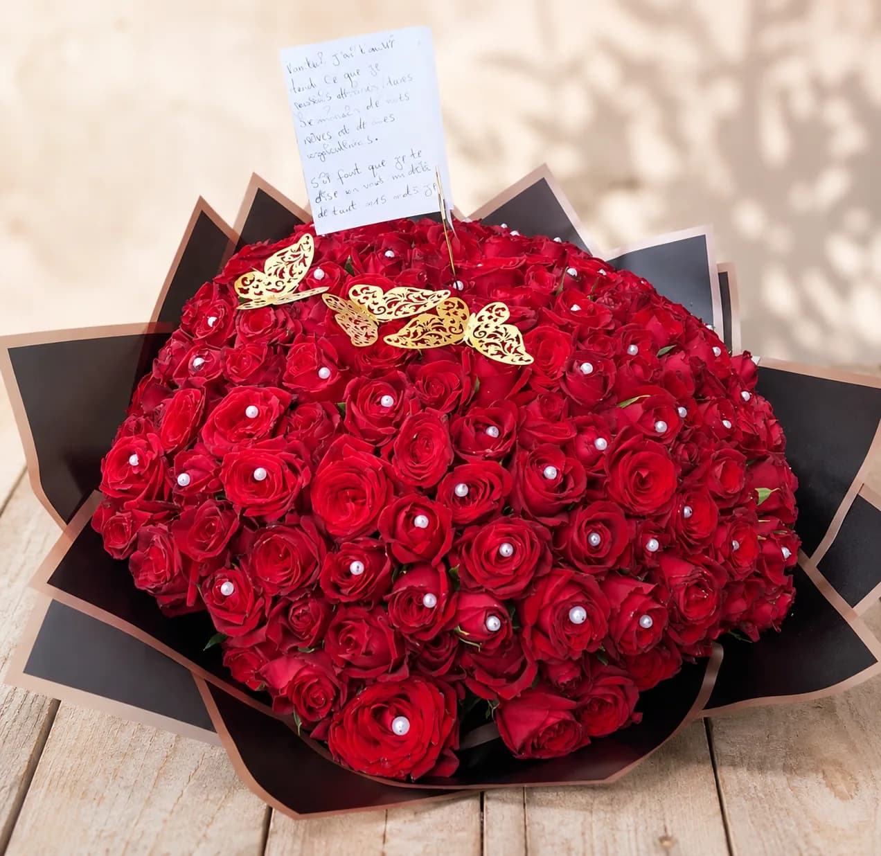 Large Red Rose Dome Bouquet (with butterflies)