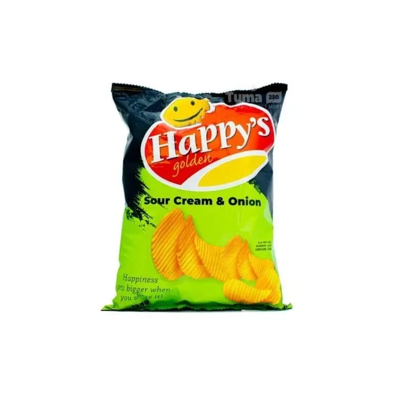 Happy’s Golden Sour Cream & Onion Potato Crisps