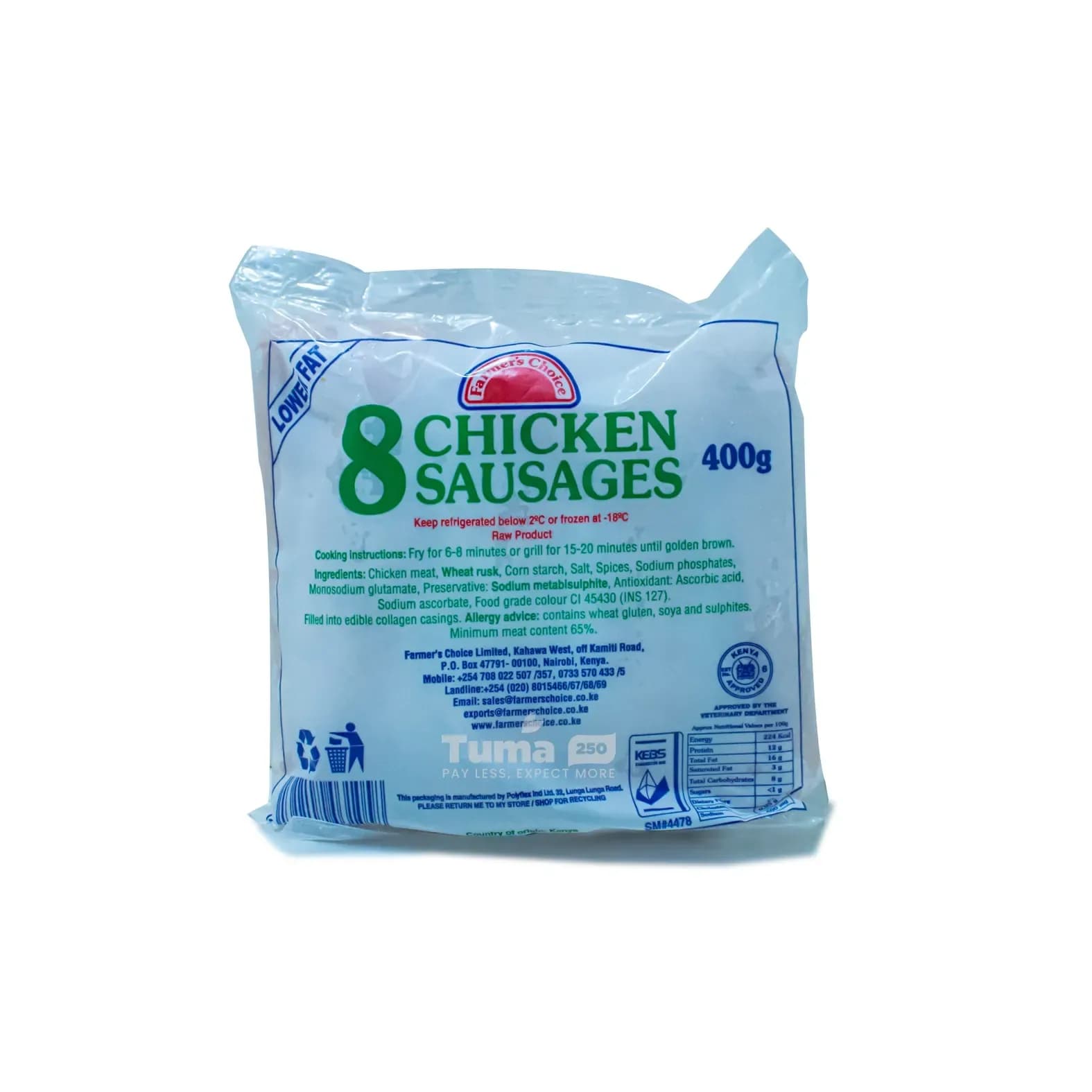 Farmer’s Choice Ordinary Chicken Sausages (8pcs = 400g)