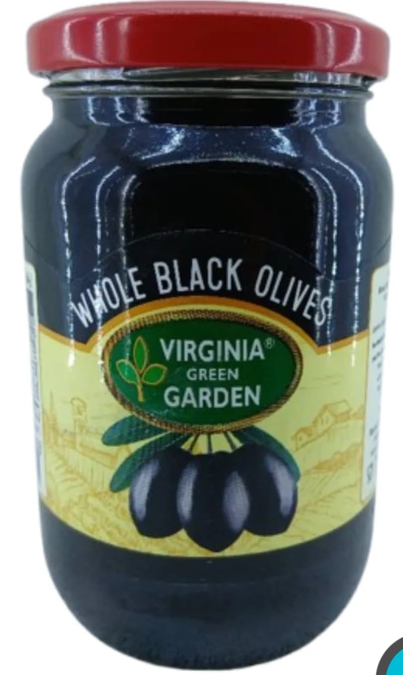 Virginia Green Garden Whole Black Olives 360g