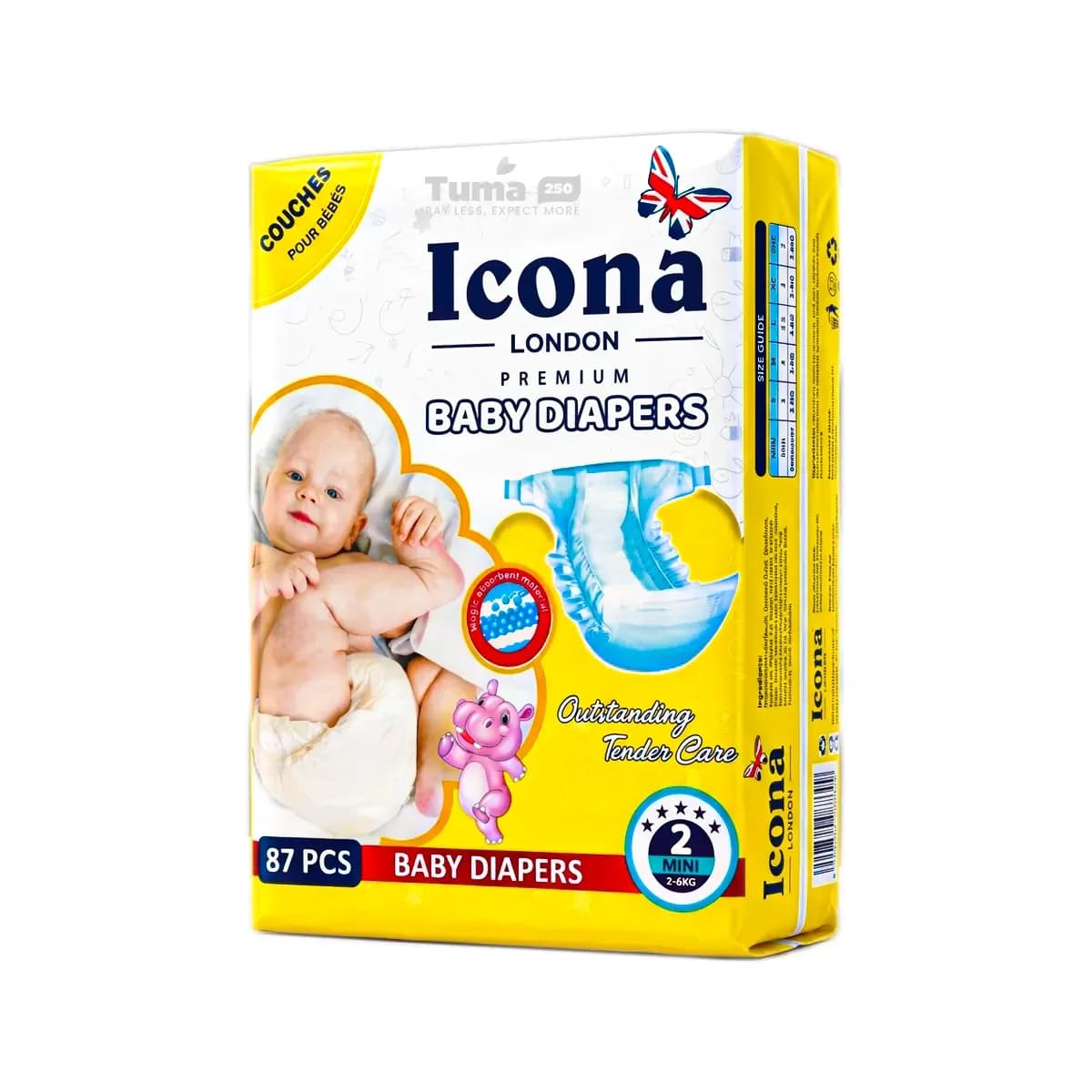 Icona London Premium Baby Diapers 2 Mini (2-6kg) -87kg
