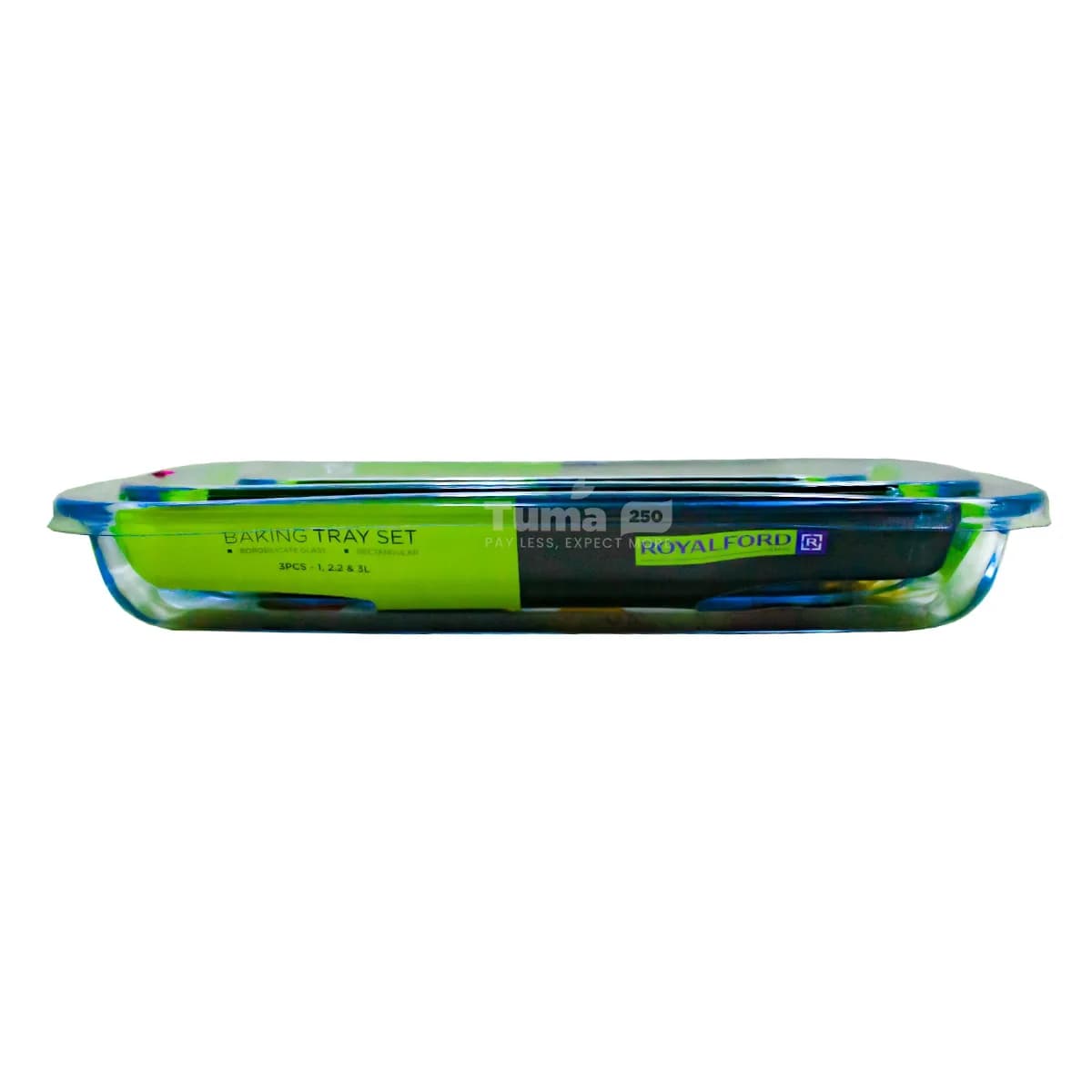 Royalford Rectangular Baking Tray Set 3pcs (1L ,2.2L, 3L)