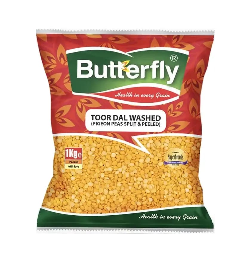 Butterfly Toor Dal Washed Pigeon Peas Split & Peeled 1kg