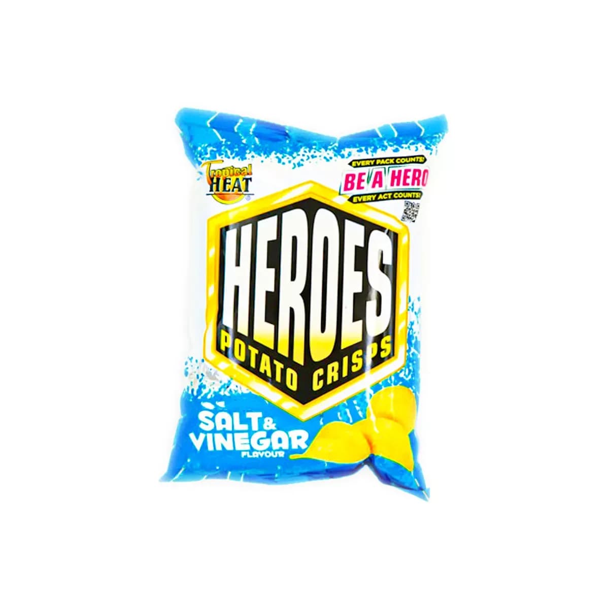 Trpoical Heat Heroes Potato Crisps Salt & Vinegar Flavour