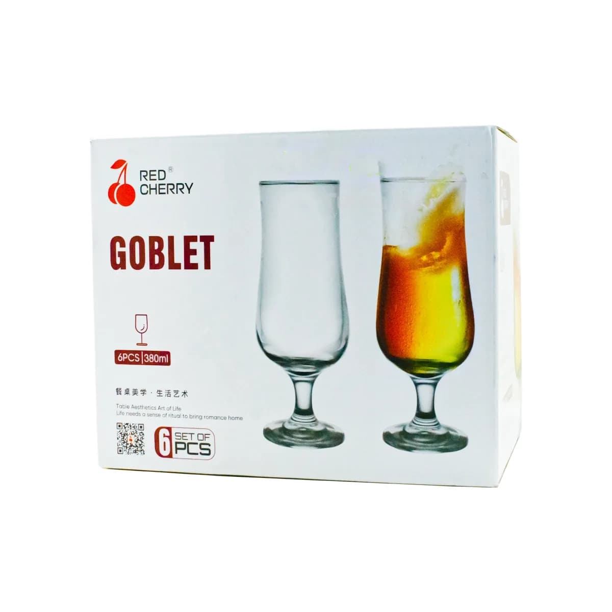 Red Cherry Goblet Glass 380ml 6pcs