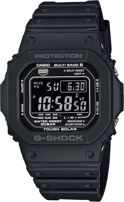 Casio G-Shock GWM5610U-1B Mens Tough Solar Atomic Digital Watch, Multi-Band 6 Radio Controlled, 200M Water Resistant, Shock Resistant, LED Backlight, Black Resin Strap