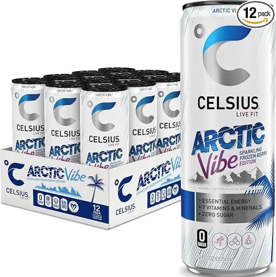 CELSIUS ARCTIC VIBE Sparkling Frozen Berry, Sugar Free Energy Drink, 12 Fl Oz (Pack Of 12)