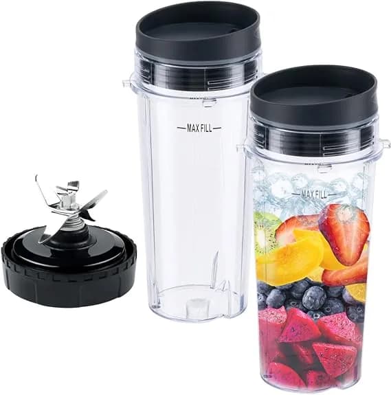 Replacement 6-Fin Male Blade And 16oz Cups For Nutri Ninja Blender,Only For BL660 BL663 BL740 BL770 BL771 BL772 BL773 BL780 5-pack