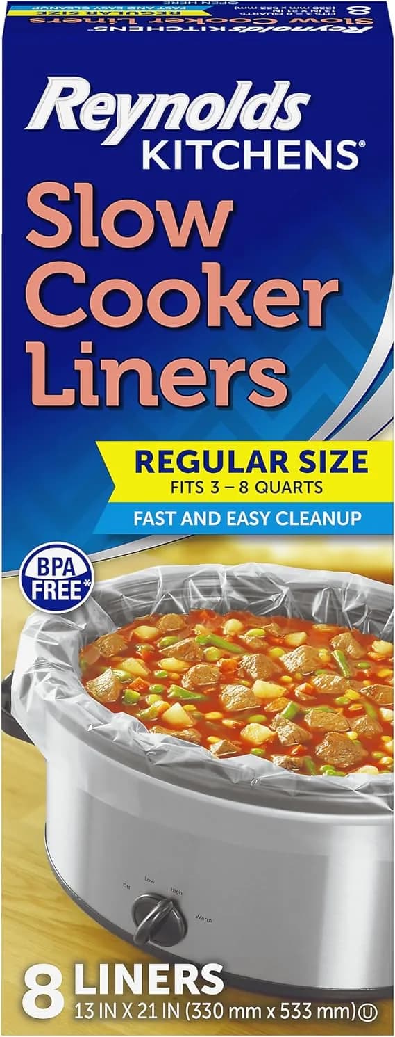 Reynolds Kitchens Slow Cooker Liners, Regular Size, Fits 3-8 Quarts, 8ct