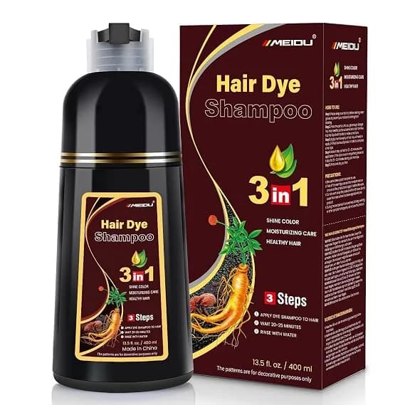 IIIMEIDU MEIDU Black Hair Dye Shampoo 3 In 1 For Women Men