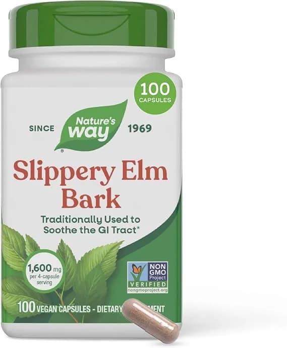Natures Way Slippery Elm Bark Capsules, 1,600 Mg Per Serving, 100 Ct