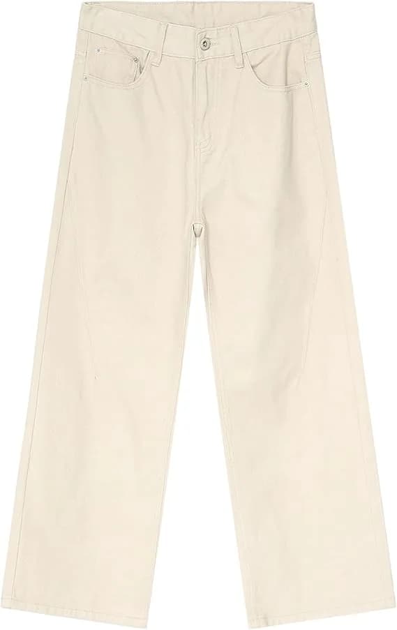 Men Young Simple Style Loose Wash Jean Breathable Daily Work Casual Trouser Classic Mid Rise Loose Fit Solid Trousers
