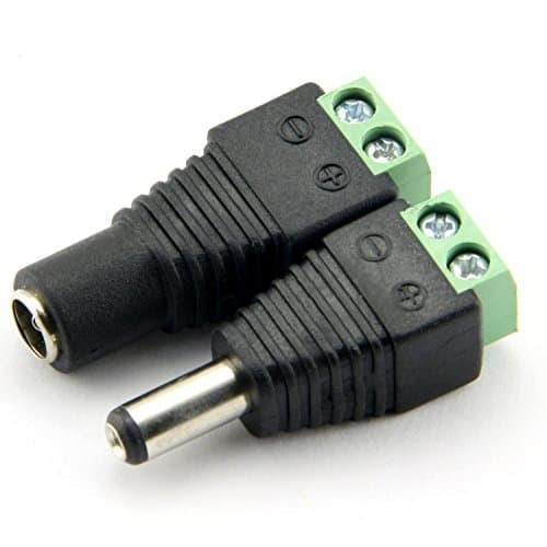 1 Pair Female & Male DC Power plug to 2 pin screw terminal adapter